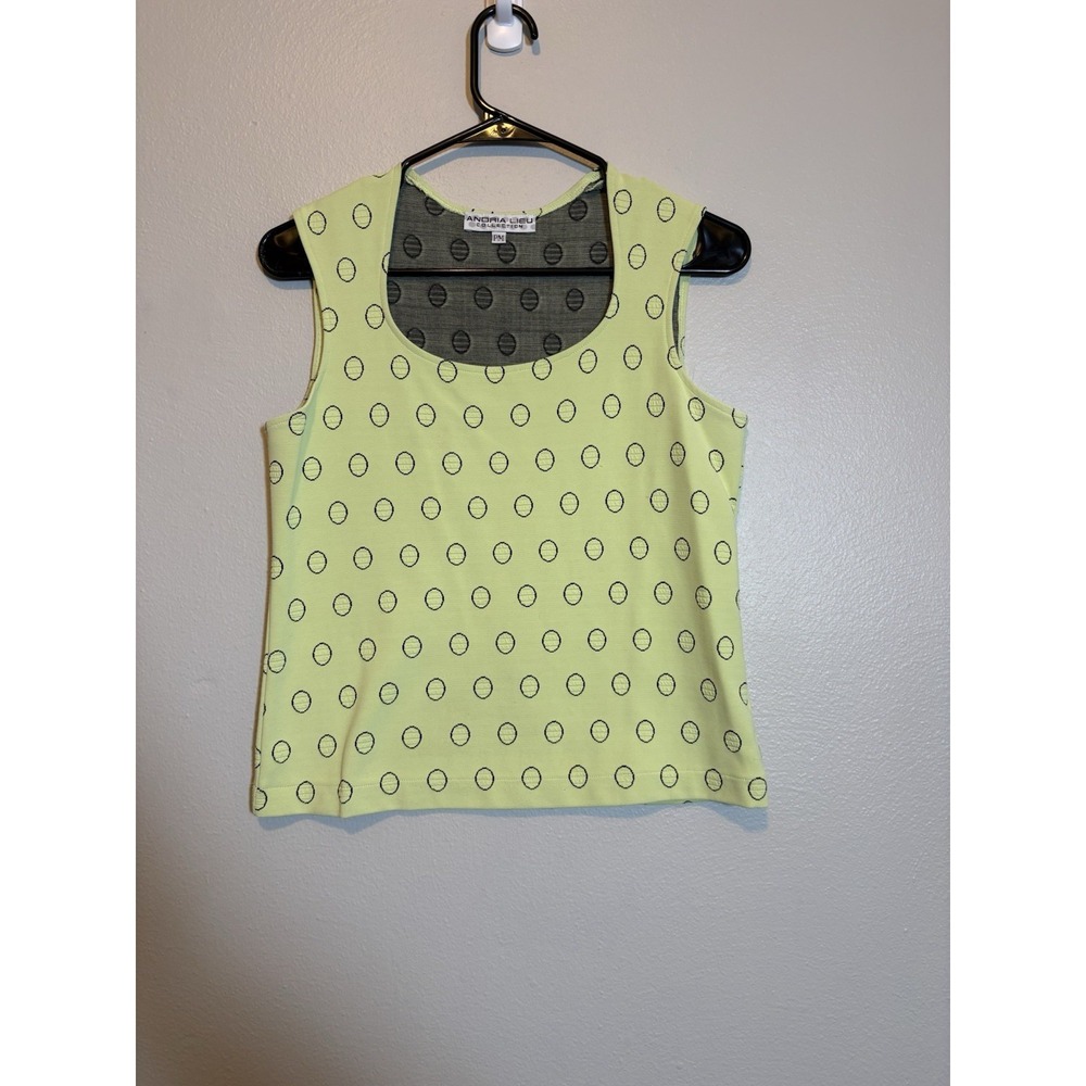 Y2K Green Tennis Ball Polka Dot Tank Artsy Retro PM Pop Art Quirky Vtg Sports
